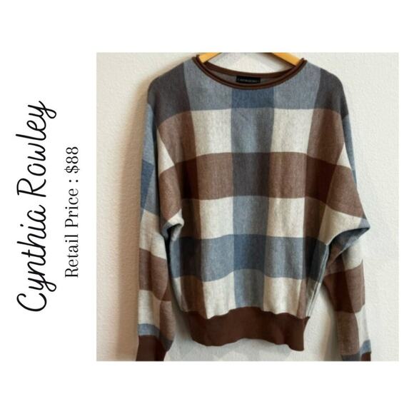 NWT Cynthia Rowley Fall's Plaid Dream Sweater Size M - Picture 1 of 7